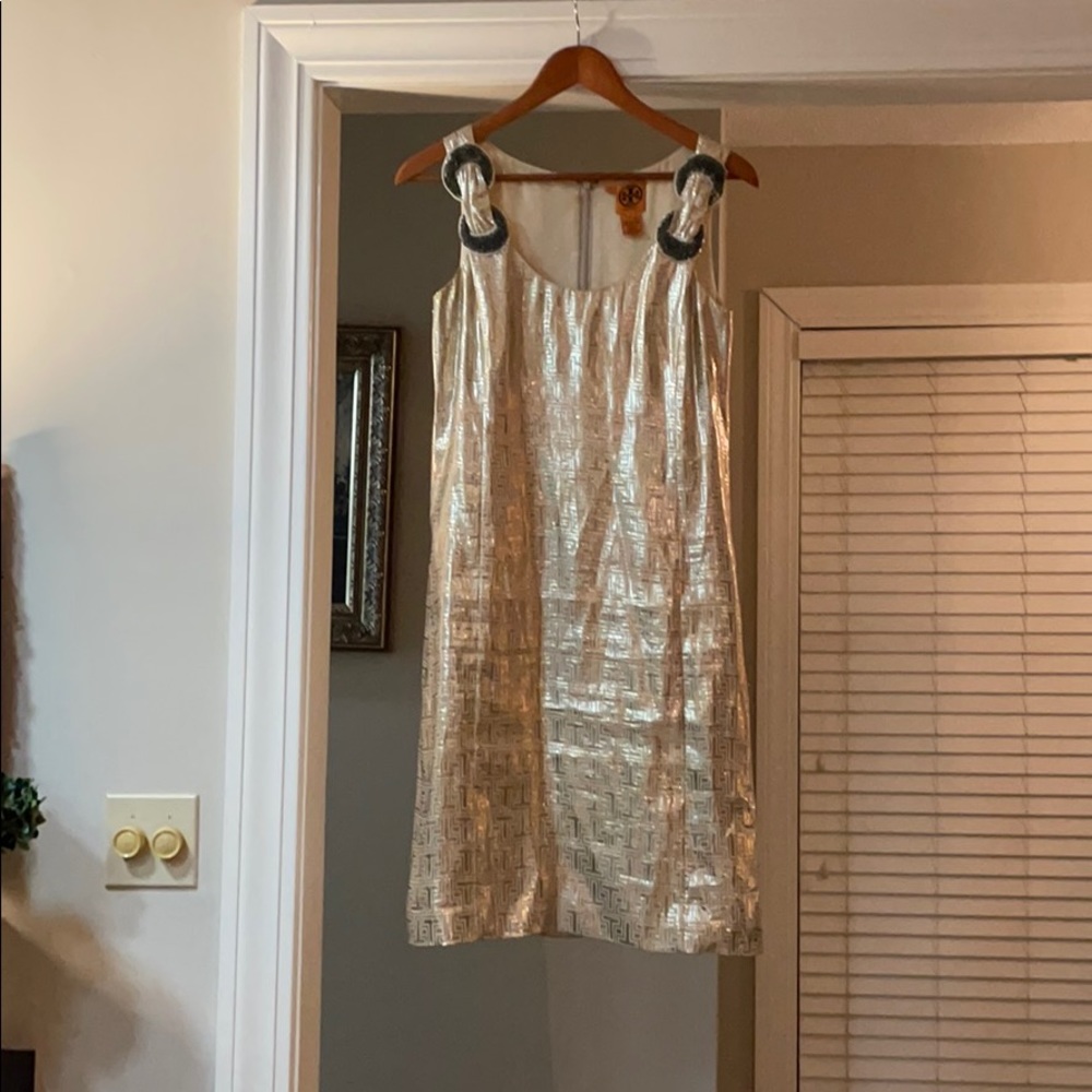 Tory Burch gold cocktail dress